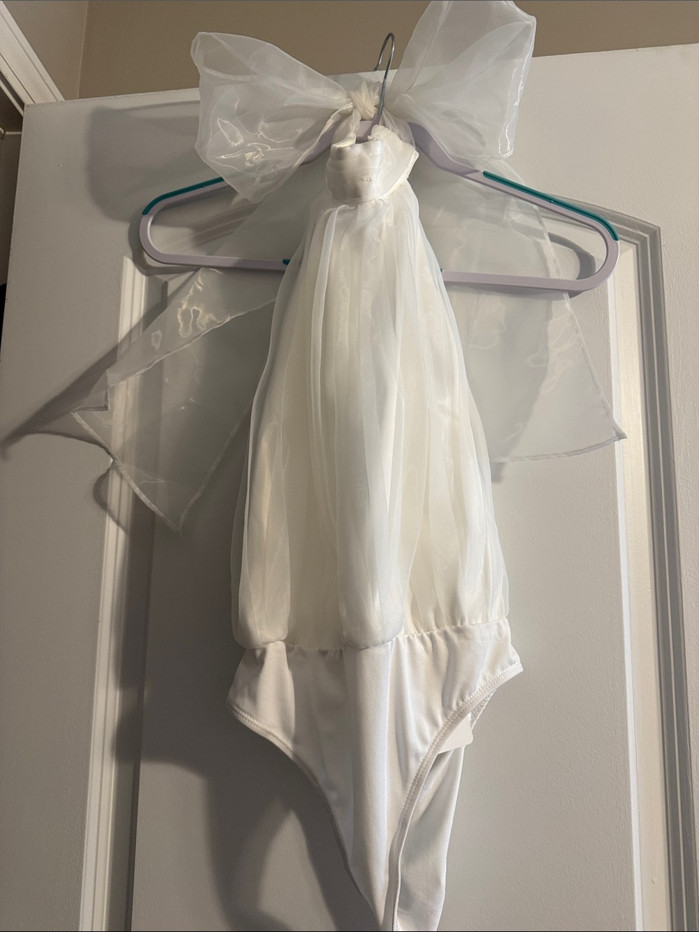 TCEC White Sheer Halter Bodysuit